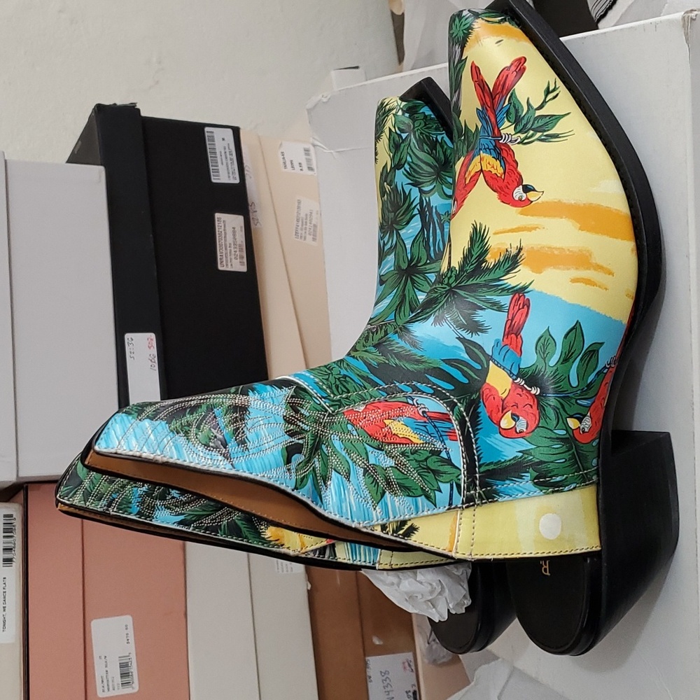 NIB $1395 R13 leather parrots backless cowboy boots